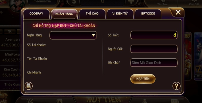 Nạp tiền 2 nạp tiền Sunwin